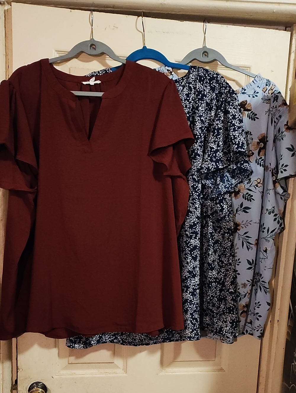 Maurices Burgundy Ruffle-Sleeve Blouse